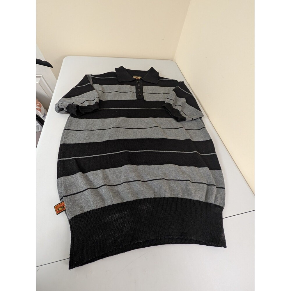 FB County Men's Black Crew Neck Pullover Sweater L Regular Tight-Knit Cotton